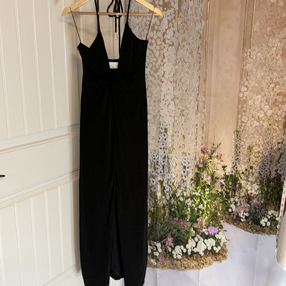 Strappy Black Midi Dress with Front Slit - Picture 4 of 6